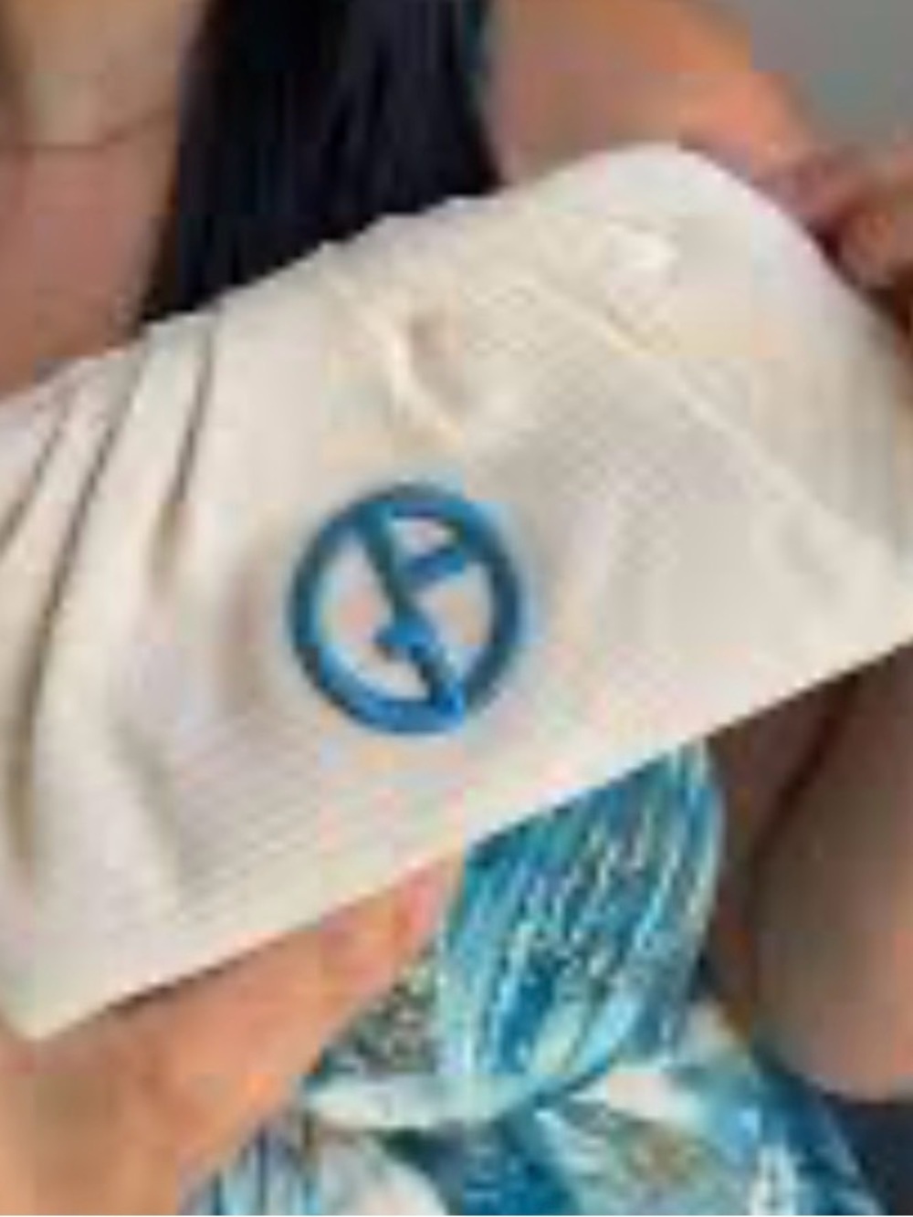 Giorgio Armani Cream Cosmetic Pouch with Blue Logo Accent